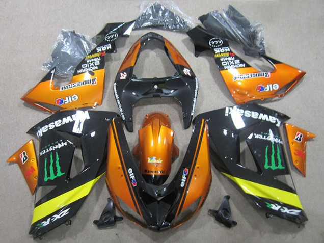 2006-2007 Kawasaki ZX10R Motorcycle Fairings - Orange Yellow Glossy Black Green Monster