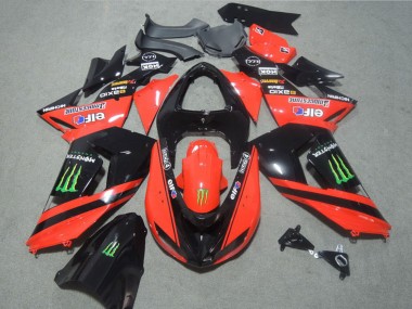 Cheap 2006-2007 Kawasaki ZX10R Motorcycle Fairings - Red Glossy Black Green Elf Touch4 Monster