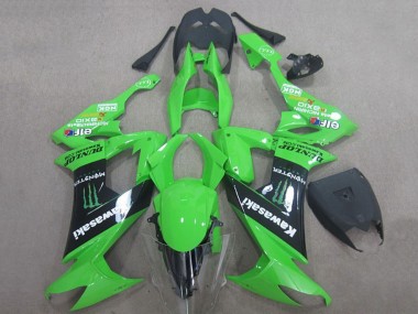 Cheap 2008-2010 Kawasaki ZX10R Motorcycle Fairings - Green Black Monster Energy Elf Dunlop
