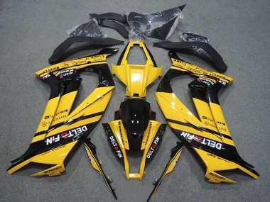 Cheap 2011-2015 Kawasaki ZX10R Motorcycle Fairings - Yellow Glossy Black Delt Fin