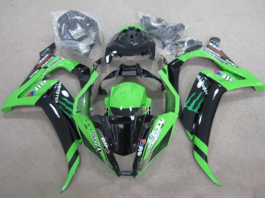 Cheap 2011-2015 Kawasaki ZX10R Motorcycle Fairings - Green Glossy Black Green Elf Touch4 Monster