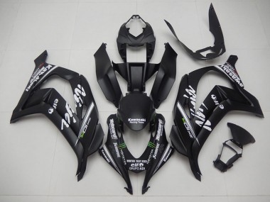 Cheap 2016-2020 Kawasaki ZX10R Motorcycle Fairings - Matte Black Green White Monster Racing Team Motocard