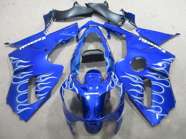 2000-2001 Kawasaki ZX12R Motorcycle Fairings - Blue White Flame