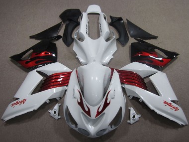 Cheap 2006-2011 Kawasaki ZX14R ZZR1400 Motorcycle Fairings - White Red Black