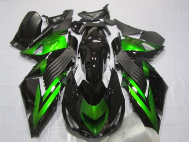 Cheap 2006-2011 Kawasaki ZX14R ZZR1400 Motorcycle Fairings - Glossy Black Green Stripe