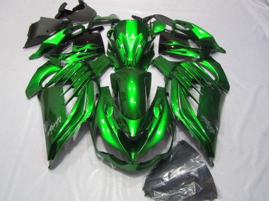 Cheap 2012-2024 Kawasaki ZX14R ZZR1400 Motorcycle Fairings - Green Glossy Black Silver Ninja