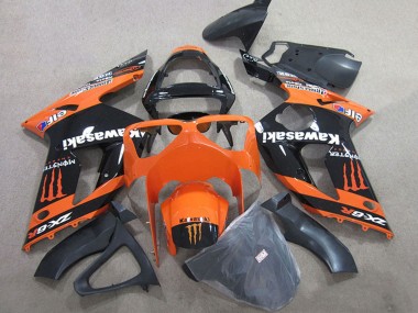 Cheap 2003-2004 Kawasaki ZX6R Motorcycle Fairings - Orange Black Monster