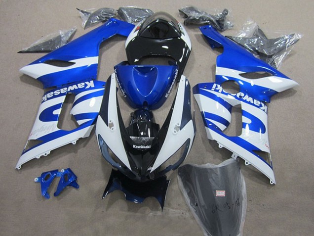2005-2006 Kawasaki ZX6R Motorcycle Fairings - Blue White Black