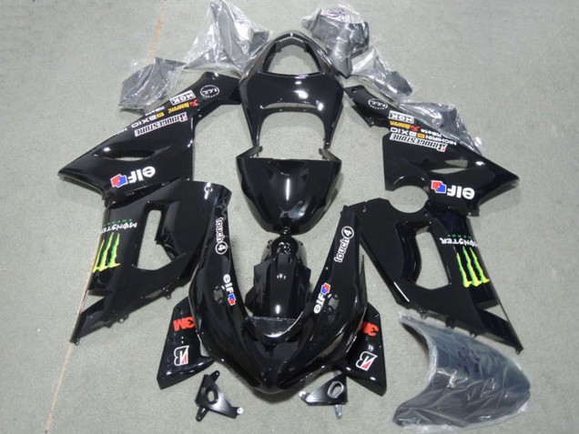 2005-2006 Kawasaki ZX6R Motorcycle Fairings - Glossy Black Green Monster