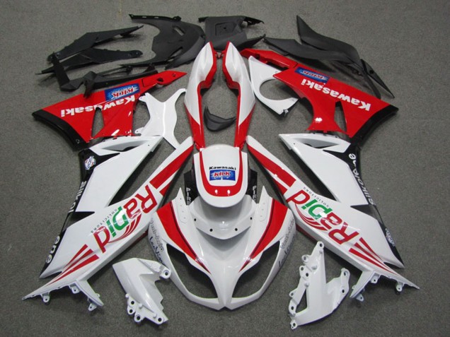 2009-2012 Kawasaki ZX6R Motorcycle Fairings - White Red Black Rapid