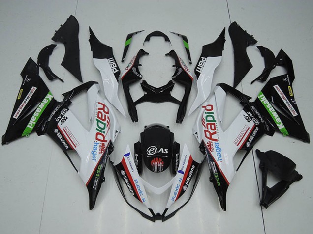 2013-2018 Kawasaki ZX6R Motorcycle Fairings - White Green Black Red Rapid