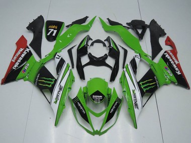 Cheap 2013-2018 Kawasaki ZX6R Motorcycle Fairings - Green White Black Red Monster