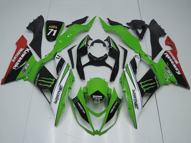 2013-2018 Kawasaki ZX6R Motorcycle Fairings - Green White Black Red Monster