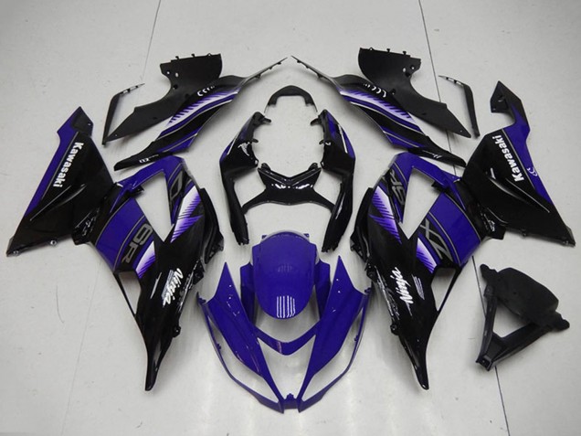 2013-2018 Kawasaki ZX6R Motorcycle Fairing Kits - Blue Glossy Black