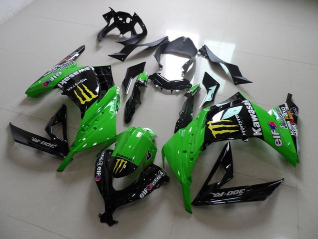 2013-2018 Kawasaki ZX300R Motorcycle Fairings - Green Glossy Black Yellow Elf Touch4 Monster