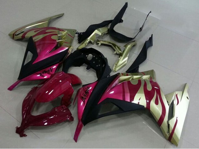 2013-2018 Kawasaki ZX300R Motorcycle Fairings - Gold Pink Red Black