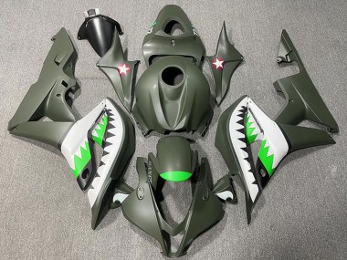 Cheap 2007-2008 Honda CBR600RR Motorcycle Fairings - Army Green White Green Shark