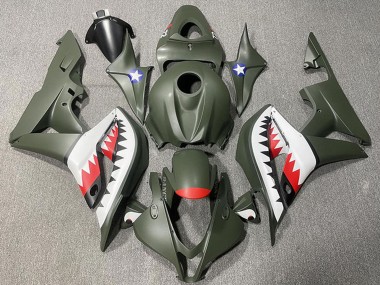 Cheap 2007-2008 Honda CBR600RR Motorcycle Fairings - Army Green White Red Shark