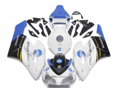 Cheap 2004-2005 Honda CBR1000RR Motorcycle Fairings - White Light Blue Glossy Black Konica Minolta