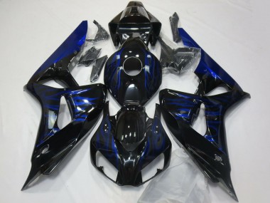 Cheap 2006-2007 Honda CBR1000RR Motorcycle Fairings - Glossy Black Blue Flame