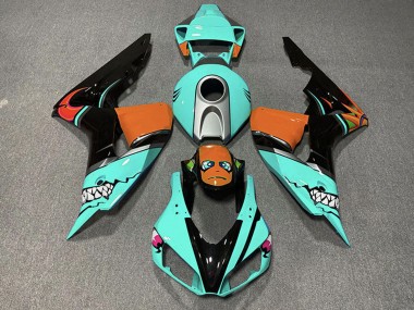 Cheap 2006-2007 Honda CBR1000RR Motorcycle Fairings - Cyan Blue Orange Glossy Black Shark