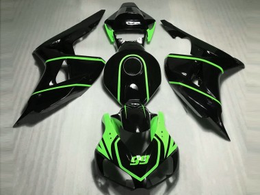 Cheap 2006-2007 Honda CBR1000RR Motorcycle Fairings - Glossy Black High Viz Green
