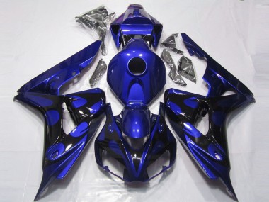 Cheap 2006-2007 Honda CBR1000RR Motorcycle Fairings - Blue Glossy Black Flame