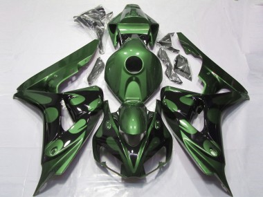 Cheap 2006-2007 Honda CBR1000RR Motorcycle Fairings - Green Glossy Black Flame
