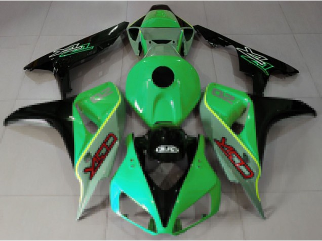 2006-2007 Honda CBR1000RR Motorcycle Fairings - Green Blue Glossy Black CBR Style