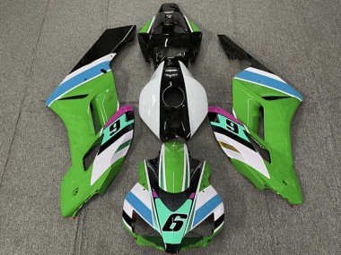 Cheap 2004-2005 Honda CBR1000RR Motorcycle Fairings - White Green Blue Glossy Black 6