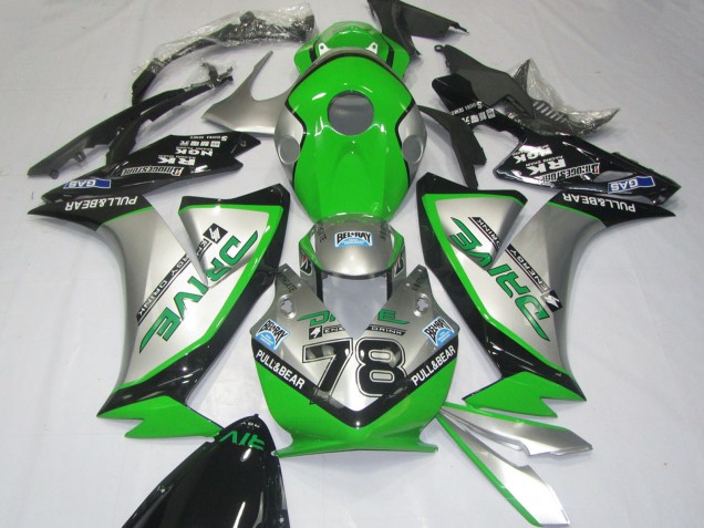 2012-2016 Honda CBR1000RR Motorcycle Fairings - Silver Green Glossy Black