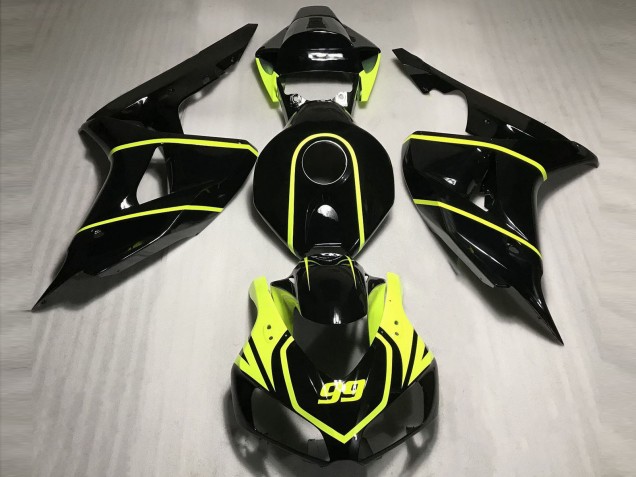 2006-2007 Honda CBR1000RR Motorcycle Fairings - Glossy Black High Viz Yellow 99