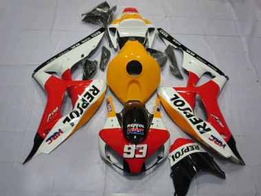Cheap 2006-2007 Honda CBR1000RR Motorcycle Fairings - Orange White Red Glossy Black Repsol HRC 93