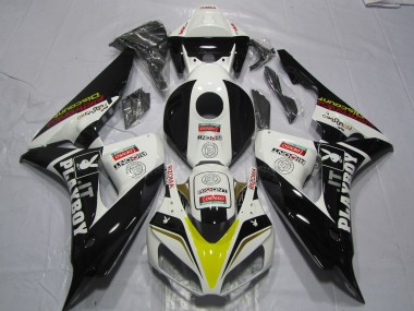 Cheap 2006-2007 Honda CBR1000RR Motorcycle Fairings - White Yellow Red Glossy Black Denso PlayBoy