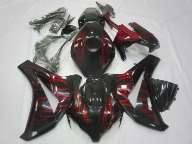Cheap 2008-2011 Honda CBR1000RR Motorcycle Fairings - Glossy Black Red Flame