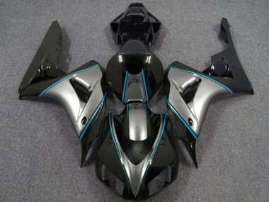 Cheap 2006-2007 Honda CBR1000RR Motorcycle Fairings - Silver Blue Glossy Black Pinstripe