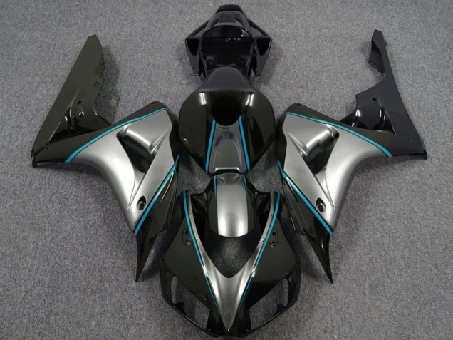 2006-2007 Honda CBR1000RR Motorcycle Fairings - Silver Blue Glossy Black Pinstripe