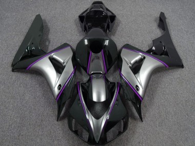 Cheap 2006-2007 Honda CBR1000RR Motorcycle Fairings - Silver Purple Glossy Black Pinstripe