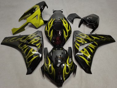 Cheap 2008-2011 Honda CBR1000RR Motorcycle Fairings - Glossy Black Gold Flame
