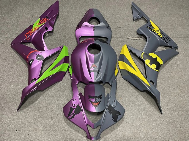 2007-2008 Honda CBR600RR Motorcycle Fairings - Grey Purple Bat Man vs Joker Matte