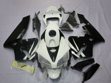 Cheap 2005-2006 Honda CBR600RR Motorcycle Fairings - White Glossy Black