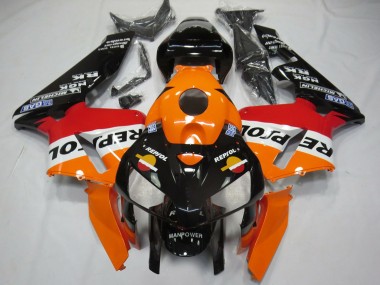 Cheap 2005-2006 Honda CBR600RR Motorcycle Fairings - Orange Red White Black Bottom Repsol