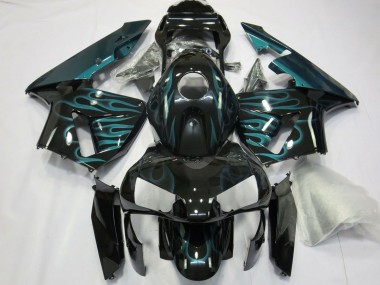 Cheap 2003-2004 Honda CBR600RR Motorcycle Fairings - Glossy Black Green Flame