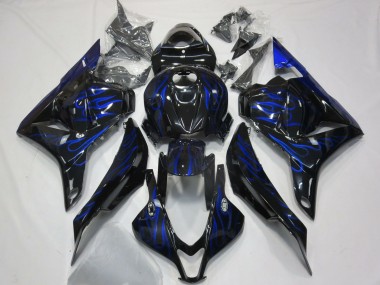 Cheap 2009-2012 Honda CBR600RR Motorcycle Fairings - Glossy Black Blue Flame