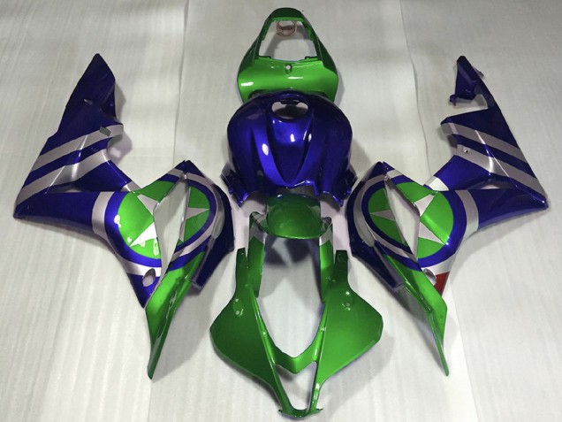 2007-2008 Honda CBR600RR Motorcycle Fairings - Blue Green Silver Captain America