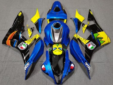 Cheap 2007-2008 Honda CBR600RR Motorcycle Fairings - Blue Yellow Glossy Black Shark