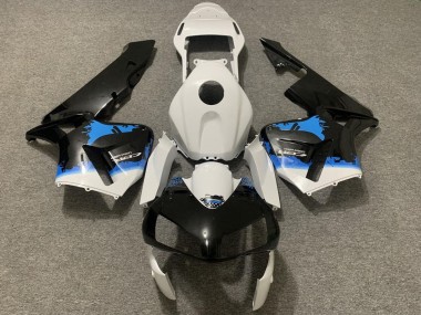 Cheap 2003-2004 Honda CBR600RR Motorcycle Fairing - White Blue Glossy Black Splatter