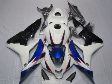 Cheap 2007-2008 Honda CBR600RR Motorcycle Fairings - White Blue Glossy Black OEM Style
