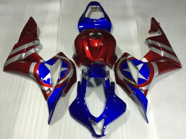 Cheap 2007-2008 Honda CBR600RR Motorcycle Fairings - Red Silver Blue Captain America