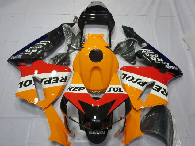 2003-2004 Honda CBR600RR Complete Motorcycle Fairing Kits - Orange White Red Glossy Black Repsol